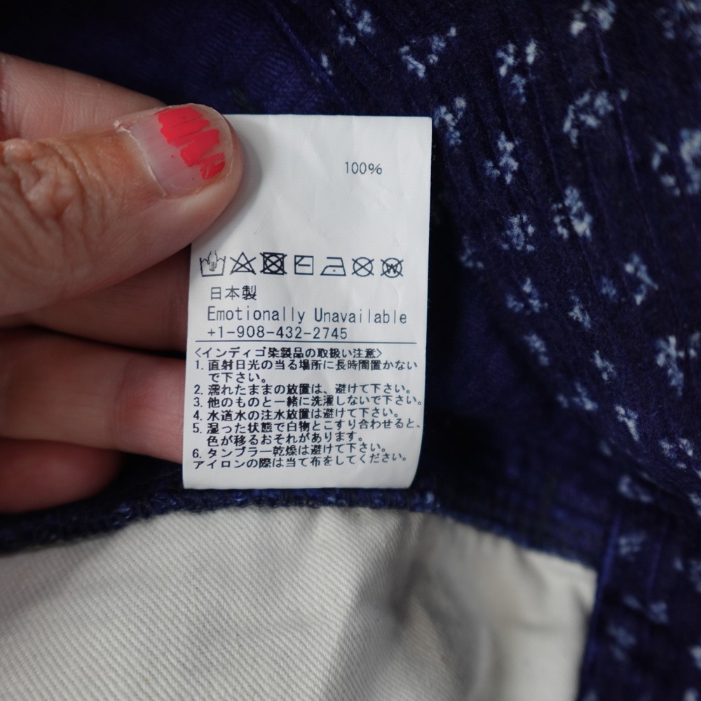 Emotionally Unavailable Shorts Mens S Navy Floral Corduroy Made Japan Carpenter - Picture 7 of 11